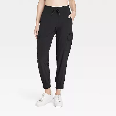 Women's Flex Woven Mid-Rise Cargo Pants - All In Motion Black S • $15.99