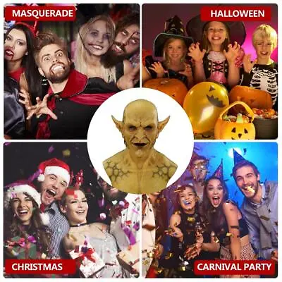 £28.09 • Buy Halloween Scary Mask Yellow Imp Demon Mask Party Costume Cosplay Props