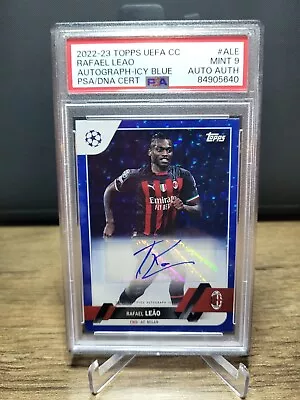 2022-2023 Topps UEFA CC Rafael Leao Autograph Icy Blue /99 A-LE AC Milan PSA 9 • $65