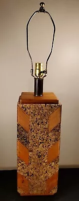 ☆☆mid Century Cork And Wood Lamp ☆☆ • $115