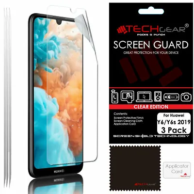 3 Pack Of TECHGEAR CLEAR Screen Protector Guards For Huawei Y6s / Y6 2019 • £2.49