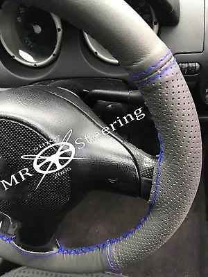 For Vauxhall Vectra B 95+ Grey Two Tone Leather Steering Wheel Cover R Blue Stch • $36.26