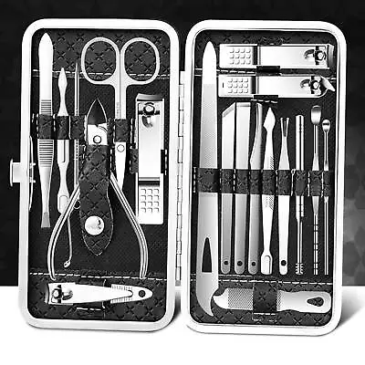 19PCS Pedicure Nail Toe Clippers Manicure Kit Cleaner Cuticle Grooming Set Case • $11.99