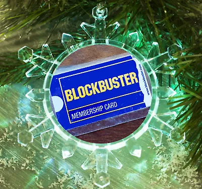 Blockbuster Video Membership Card Snowflake Holiday Christmas Tree Ornament • £17.09