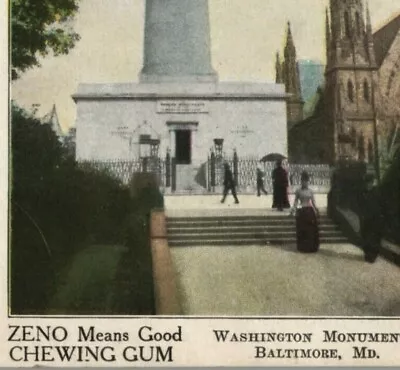 1900s Zeno Chewing Gum Ad Washington Monument Maryland Vintage Postcard • $14.50