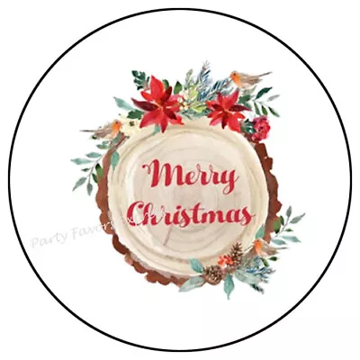 30 Merry Christmas Cedar Round Envelope Seals Labels Party Favors Stickers 1.5  • $1.99