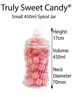 Plastic Sweet Jars Favour Jar Storage Tubs Wedding Candy Cart Party 450ml Spiral • £10.99