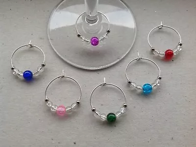 £2.99 • Buy Handmade Set Of 6/8/10/12 Beaded Wine Glass Charms, Dinner, Hen, Birthday Party