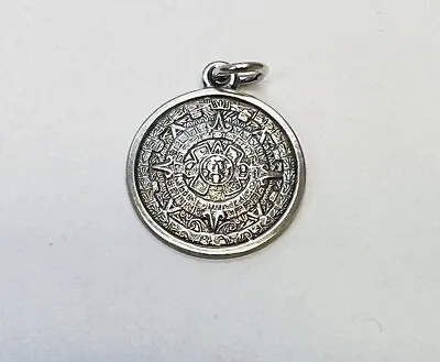 Sterling Silver 925 Aztec Mayan Sun Calendar Charm Pendant • $24.95