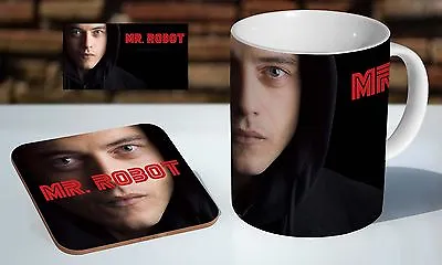 Mr Robot Elliot Face Tea / Coffee Mug Coaster Gift Set • £8.85