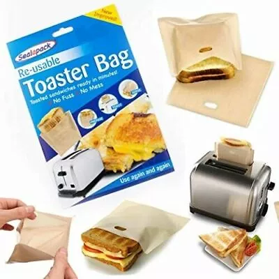 2/4/6 Pk Reusable Toaster Toastie Sandwich Toast Bags Pockets Toasty Toastabags • £5.50