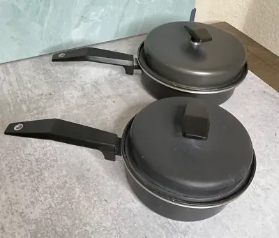 Two Vintage Miracle Maid Cookware Sauce Fry Pans West Bend Anodized Aluminum • $115