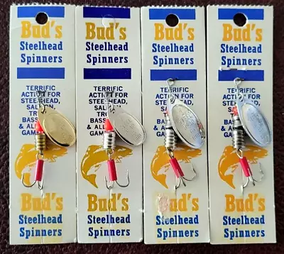 4 Vintage Bud's Steelhead Spinners 2ea. #1 & 2ea. #2  New Old Stock Rare • $9.99