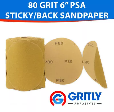 Gritly - 100 Pc 6  Inch 80 Grit DA Sanding Disc Sandpaper Roll - Sticky Back • $27.99