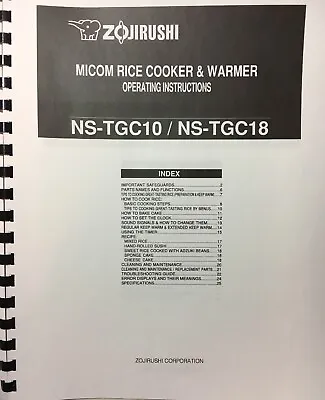 OWNER'S MANUAL For Zojirushi Micom Rice Cooker & Warmer  NS-TGC10 & NS-TGC18 • $18.46