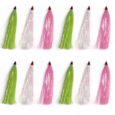 12x 4  Mylar Flash Teaser Tail Brass Grommet Lure Fluke Tackle Skirt Lure Tackle • $21.99