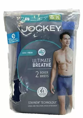 JOCKEY 2-Pair Ultimate Breathe Boxer Briefs Cotton Blend Big Man Sz 3XL 48-50 • $22.24