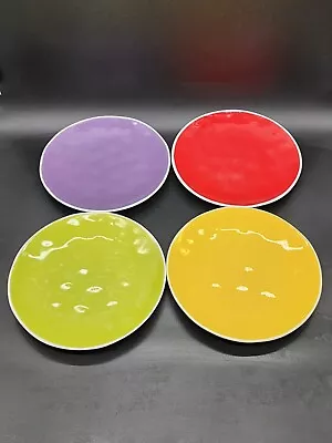 Maxwell & Williams Krinkle Plate Set Of 4 Green Yellow Red Purple Stoneware • $51.95