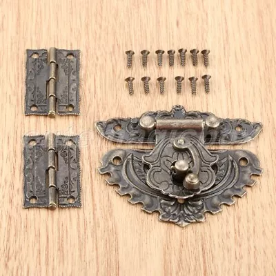 $5.82 • Buy Antique Amboss Suitcase Jewelry Box Latch Clasps Trinket 68*58mm With 2pc Hinges