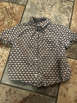 Gymboree Baseball Theme Short Sleeve Boys Button Down Shirt 3T 100% Cotton • $5.10