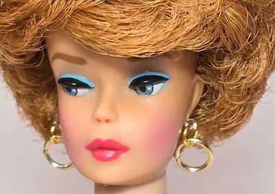 Vintage Barbie GOLDEN DOUBLE HOOP EARRINGS Doll Jewelry Safe Plastic Nylon Posts • $4.99