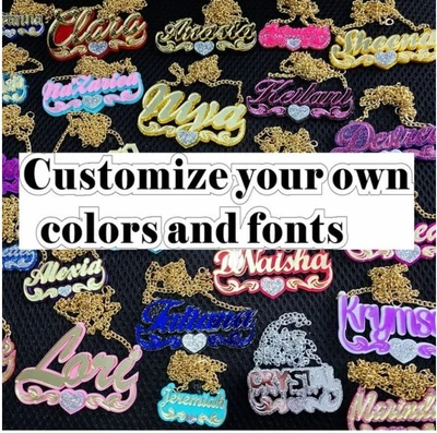 £31.52 • Buy Custom Acrylic Name Words Personalized Letter Initial Gold Choker Chain Necklace