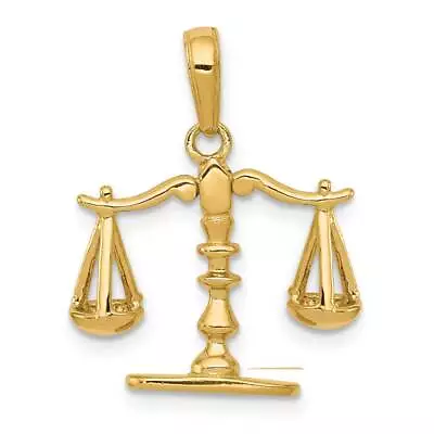 14K Gold 3D Moveable Scales Of Justice Pendant 0.8 X 0.8 In • $412.77
