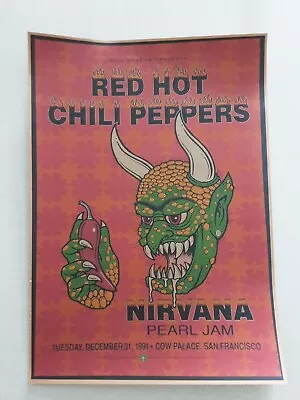 Red Hot Chili Peppers + Nirvana + Pearl Jam 1991 Gig/Concert - Poster -Reprint • $15