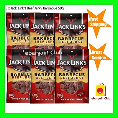 6 X Jack Link's Barbecue Beef Jerky 50g Made In New Zealand BBQ • $54.99