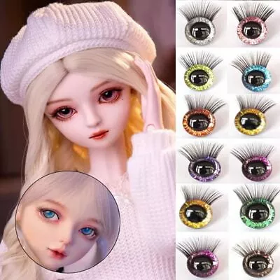 10 Colors Plastic Safety Eyes Eyes With Eyelash  Doll Accessories • $6.68