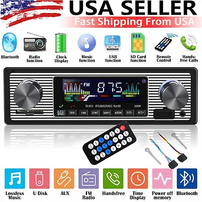 Bluetooth Vintage Car FM Radio MP3 Player USB Classic Stereo Audio Receiver AUX • $17.20