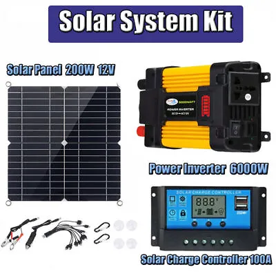 6000W Solar Panel Kit With Solar Inverter & Generator 100A Home 220V Grid System • £40.34