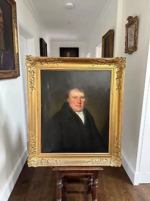 Large Antique 19th Century Oil Portrait Painting Of A Regency Gent In Gold Frame • £800