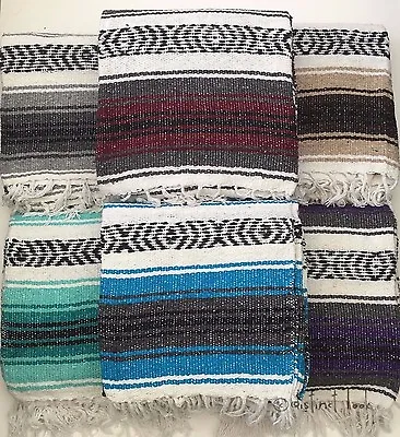 £29.99 • Buy Mexican Falsa Blanket Throw Rug 120x185cm HAND LOOMED Recycled Yoga Camping UK