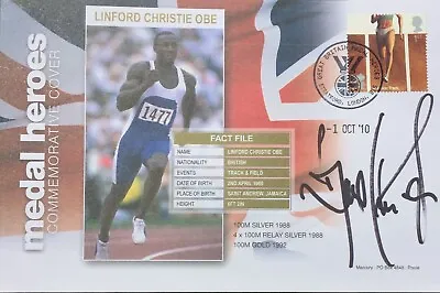 Linford Christie OBE Signed Medal Heroes Commemorative Cover 2010 • £9.99