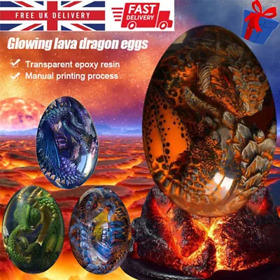 £12.99 • Buy Lava Dragon Egg Transparent Crystal Lava Dinosaur Eggs Resin Sculpture Souvenir~
