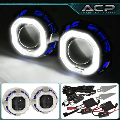 For Mercedes Benz BMW 2.5  Retrofit Projector Headlights Lamp CCFL Angel Eye HID • $55.99