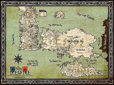 A3 Game Of Thrones The Realm Of Ice And Fire Map POSTER GOTW02 BUY 2 GET 1FREE • £4.95