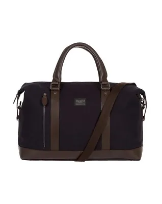Luxury Navy Canvas & Leather Holdall - 46 X 35 X 17cm • £45.99