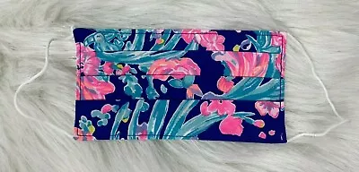 Lilly Pulitzer Blue Pink Floral Print Adult Reusable Fabric Mask New No Tag • $9.97