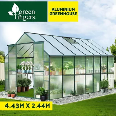 Greenfingers Greenhouse Aluminium Green House Plant Garden Shed 4.43x2.44x2.15M • $669.95