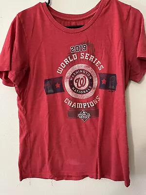 Washington Nationals MLB Majestic 2019 Champions Short Sleeve Shirt Size 2X Red • $10