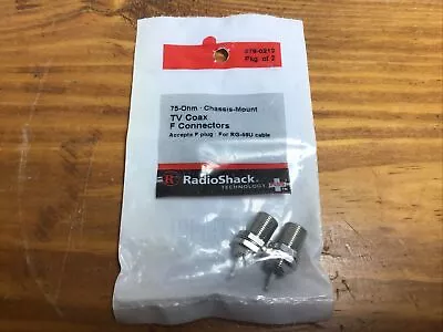 NOS 75 Ohm Chassis Mount TV Coax F Connectors Pkg. 2 Radio Shack 278-0212 • $7.69