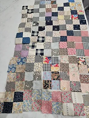 VINTAGE 4  Quilt Block Squares Unfinished Feed Sack Fabric~40's 30's & 50's • $38
