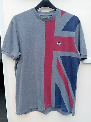 TROJAN Union Jack Grey Cotton Short-sleeved T-shirt Xl • £6.99