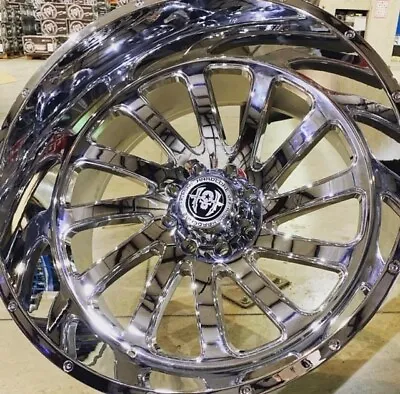 4x NEW HARDCORE HC15 -44MM 24x12 CHROME WHEELS -44 8x170 Ford F250 F350 • $2600