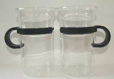 A Pair Of Bodum Glass Cups With Black Handles • £5