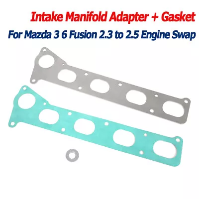 1/8  Intake Manifold Adapter Plate + Gasket For Mazda 3 6 Fusion 2.3 To 2.5 SWAP • $23.99