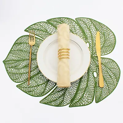 Green Leaf Shaped Vinyl Placemats For Dinner Table Set - 6 17.7X13.8Inch/45X35Cm • $26.52