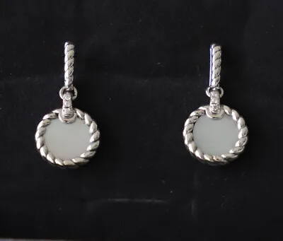 David Yurman Sterling Silver Elements Drop Earrings Mother Of Peal & Diamonds • $295